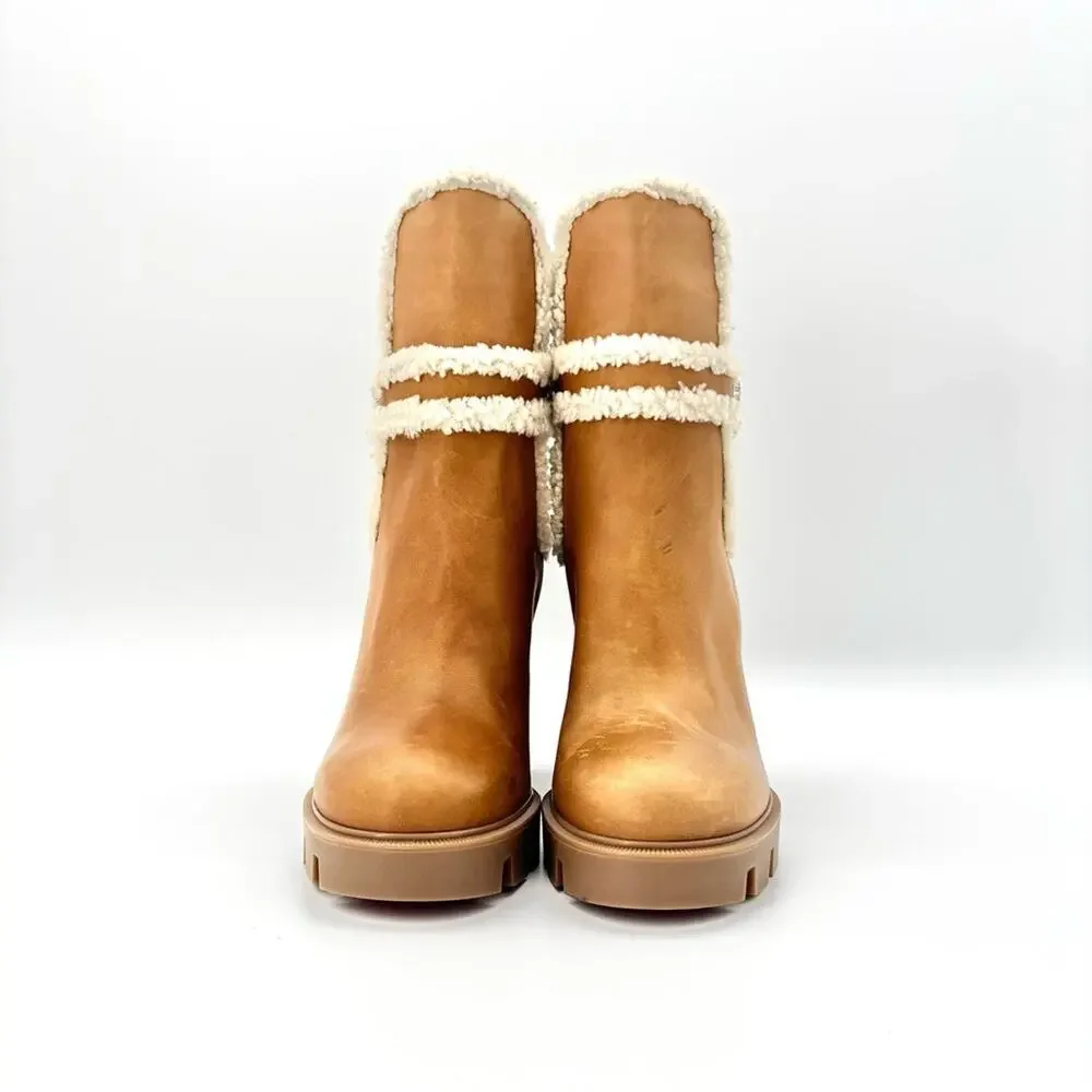 Christian Louboutin Chelsea Lug 100 Shearling High Heel Ankle Boots 41 - Picture 5 of 9